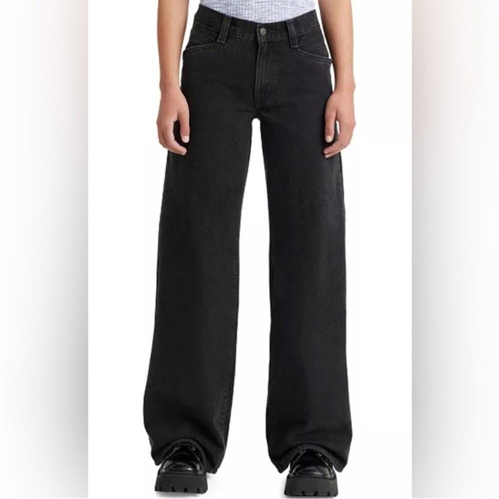 Levi’s ‘94 baggy wide leg jean sort black 100% cotton size 27 casual fall winter